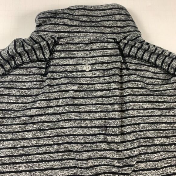 Lululemon Surge Warm 1/2 Zip, Raven Stripe Heathered Black, Medium - Picture 10 of 12